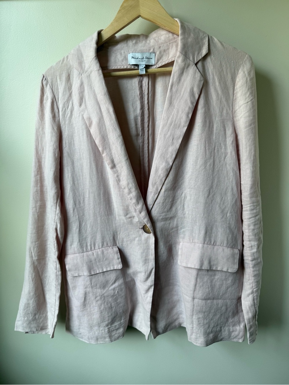 MICHAEL STARS Linen Blazer Jacket Petal Pink Soft Girl Light Academia Coastal S